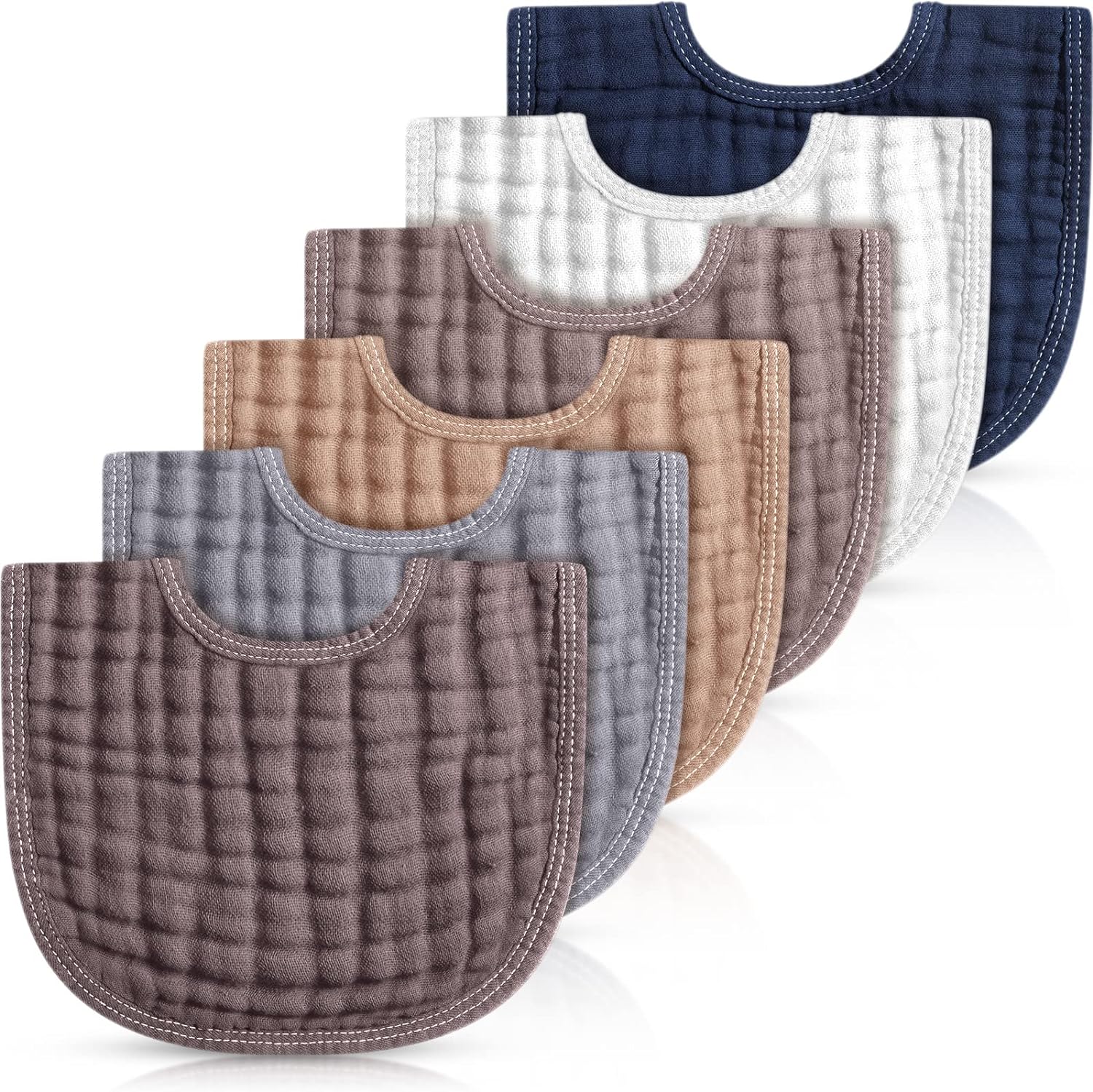 251230193635565_1 Frienda 6 Pcs Muslin Bibs Baby Burping Cloth Teething Bibs Bandana Bibs 6 Absorbent Layers Muslin Bibs for 6 Month+ Baby - Image 1